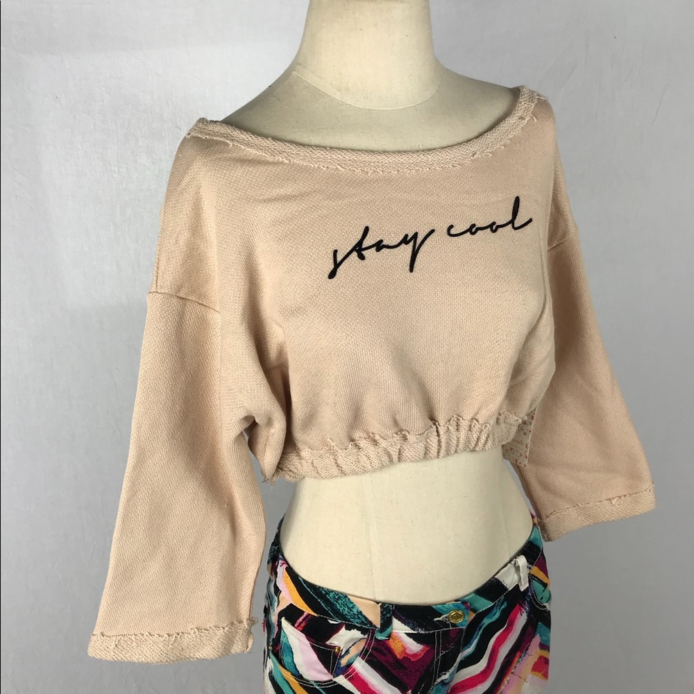 Free People MSRP $78 Knit Crop Pink - Picture 2 of 8